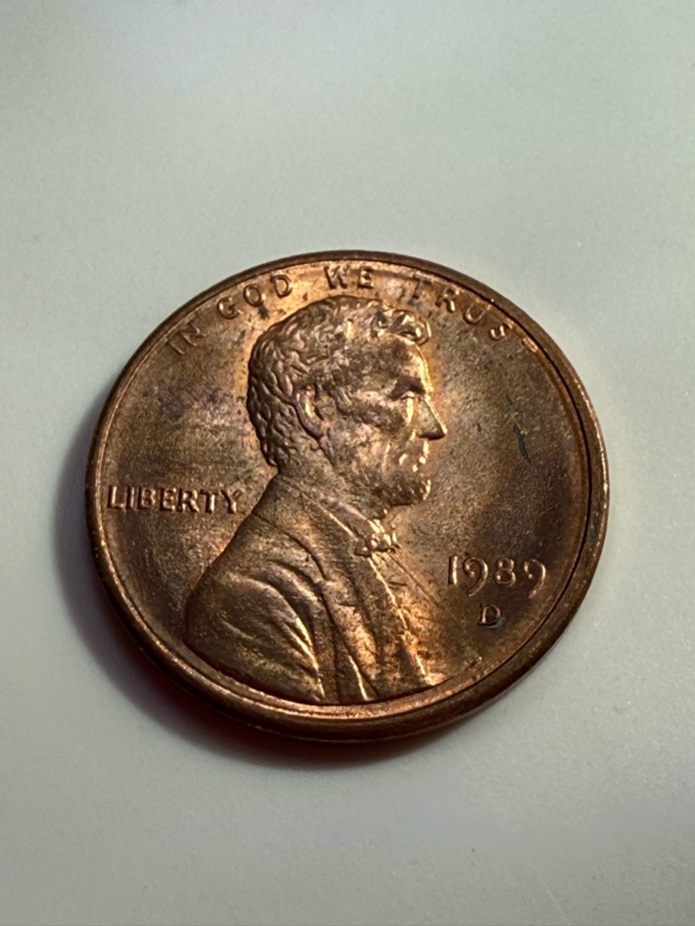 1989-D Lincoln Penny - Copper Error Double Die